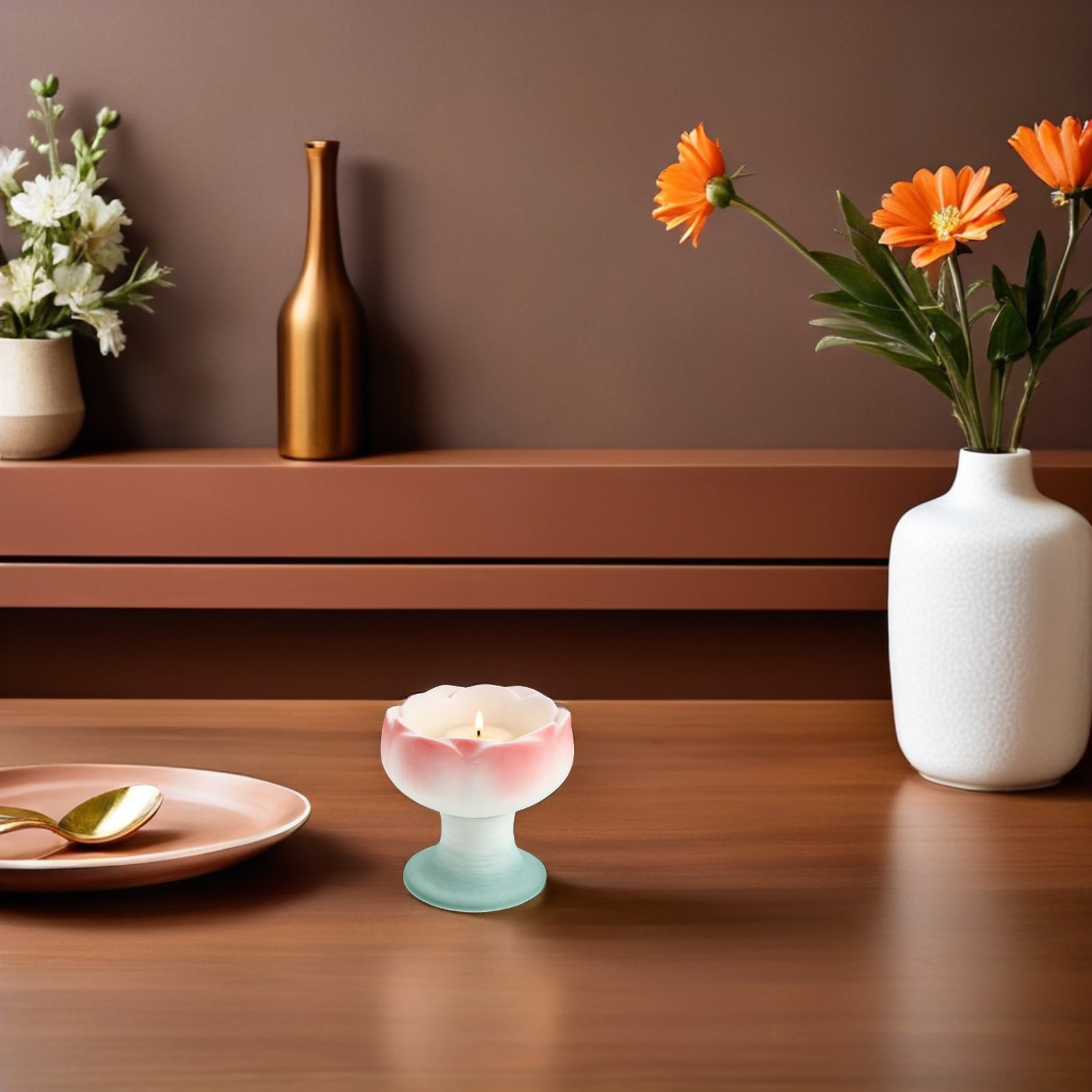 Ceramic Lotus Shaped Holder wi - Zen Candle Supplies avis et prix