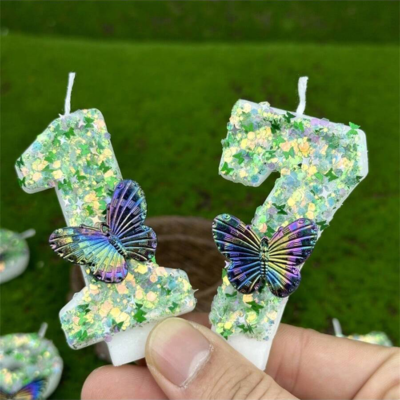 1Pc Green Sequins Number 0-9 B - Candle Supply avis et prix