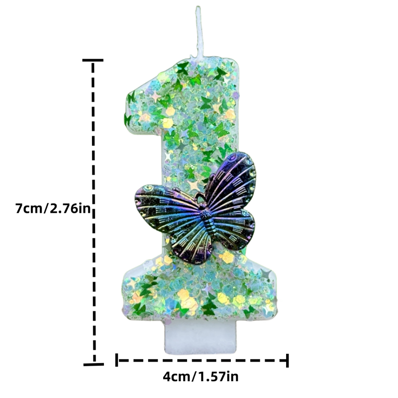 1Pc Green Sequins Number 0-9 B - Candle Supply avis et prix